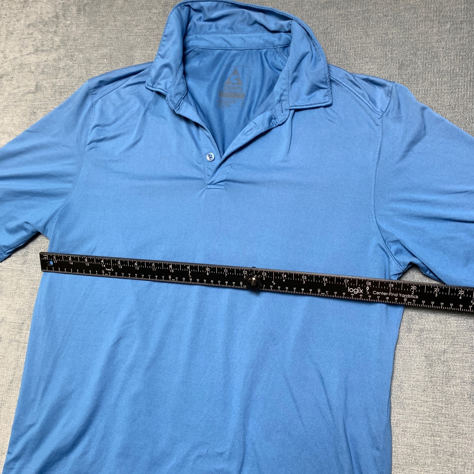 Gerry Performance Polo Shirt Men Medium Blue Brushed Knit Golf Tennis Pullover