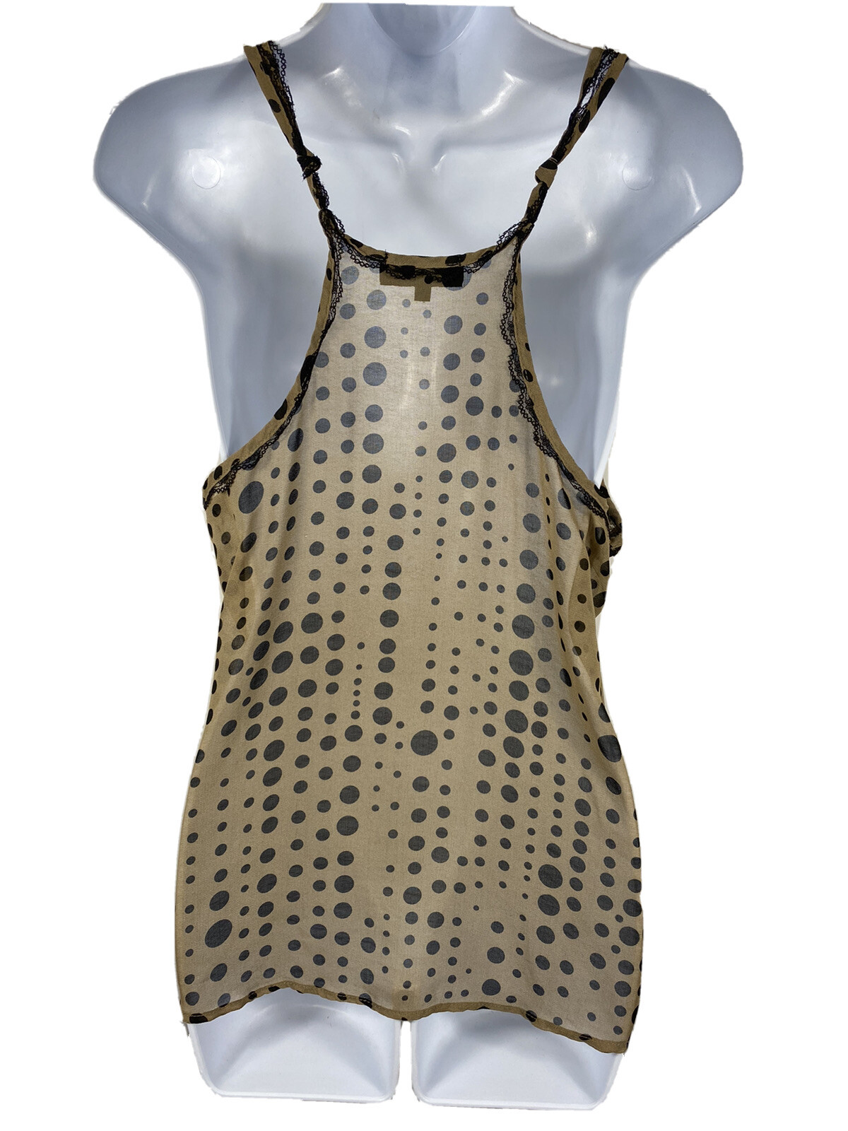 Vintage Sheer Polka Dot Lace Flowing Tank Top Twee Retro Hippie Boho Mod 90s Y2K