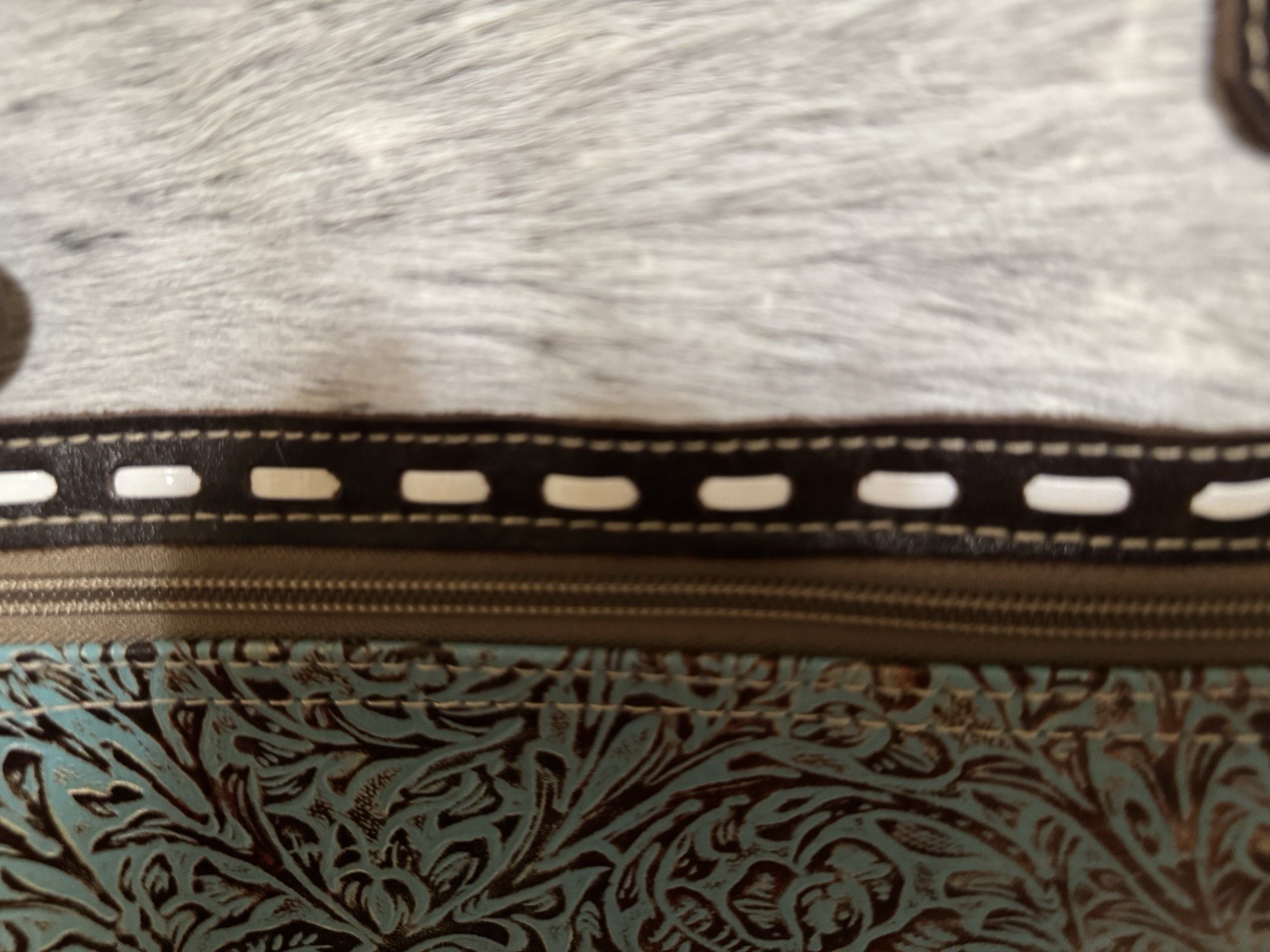 MYRNA Seagrass Weekender Tote – Leather, Hair-On Cowhide, New with Tags