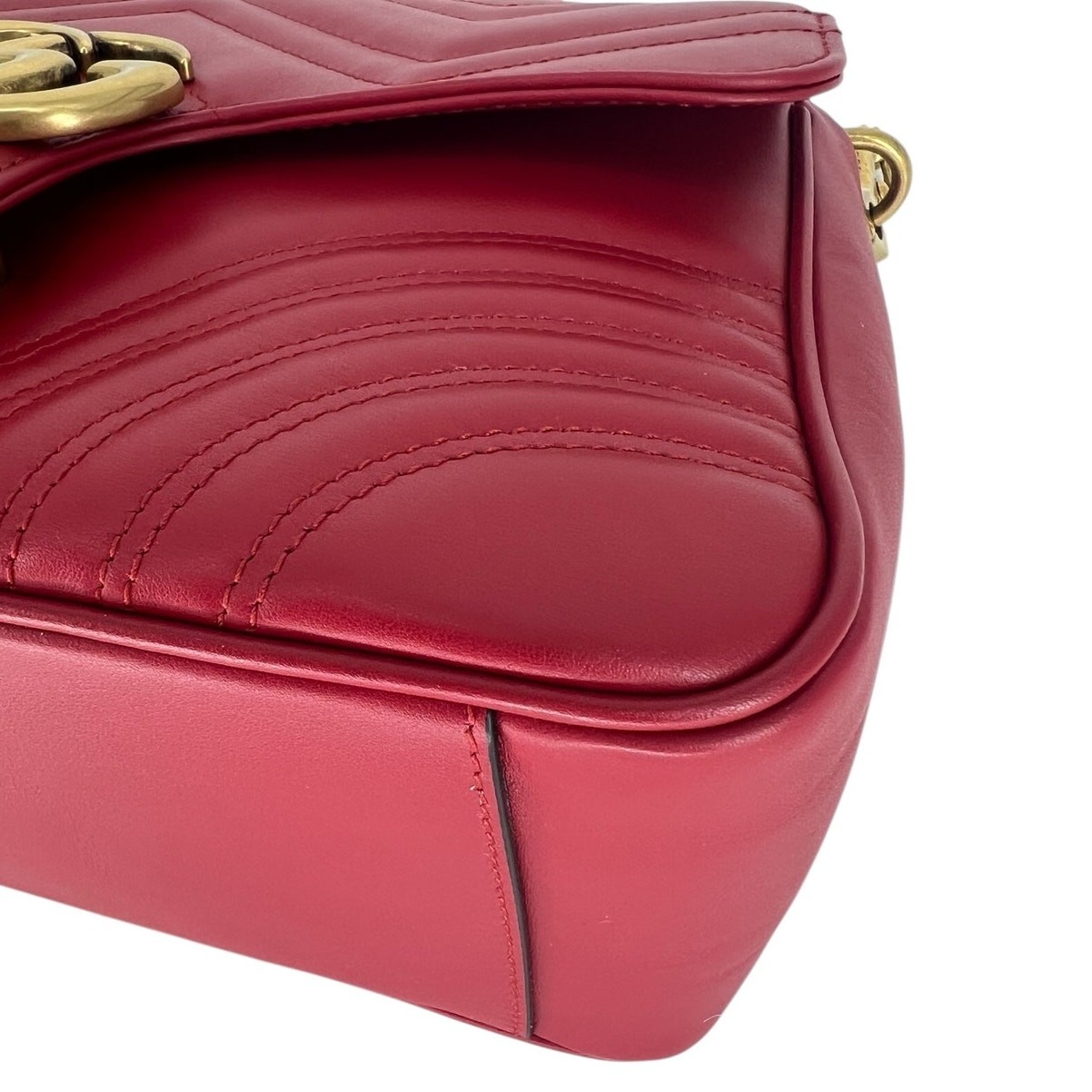 Gucci GG Marmont Small Matelasse Leather Top Handle Bag Hibiscus Red