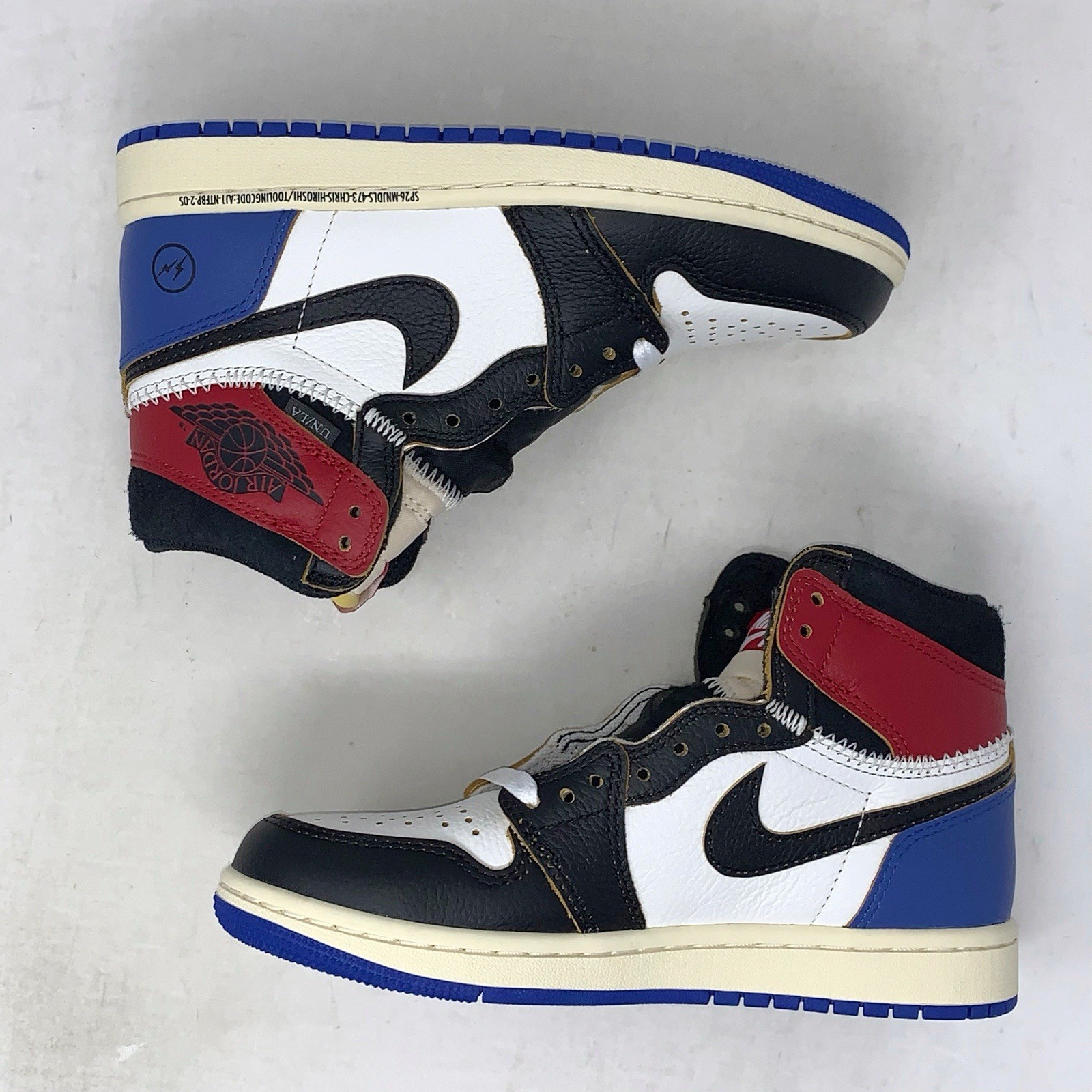 Air Jordan 1 High x Fragment x Union LA Black Sneakers, Size 4 / 5.5W IO7847-002