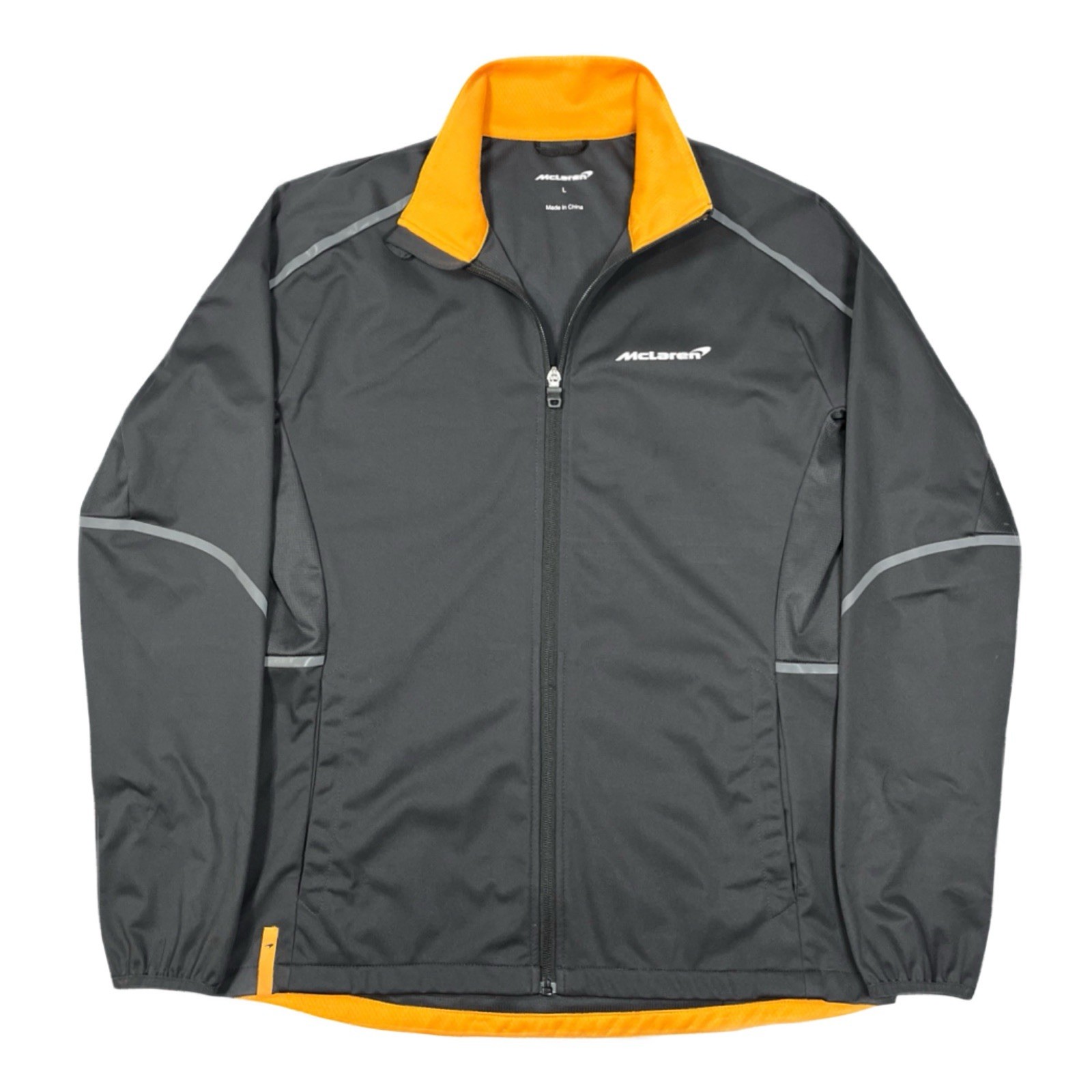 Mclaren Womens Full Zip Charcoal Orange Softshell Racer Drive Jacket US Medium