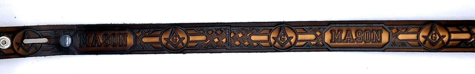 MASONS MASONIC EMBOSSED GENUINE COWHIDE LEATHER BELT SIZE 26-48 USA MADE