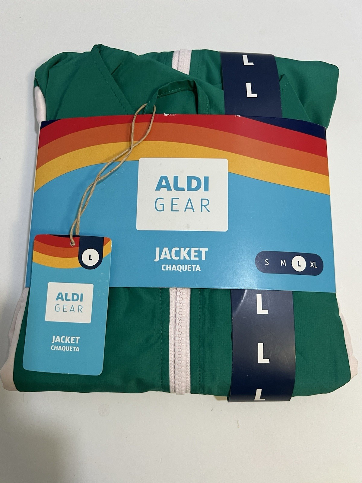 ALDI Gear Windbreaker Jacket Women’s Size L Green 50th Anniversary Edition 2026