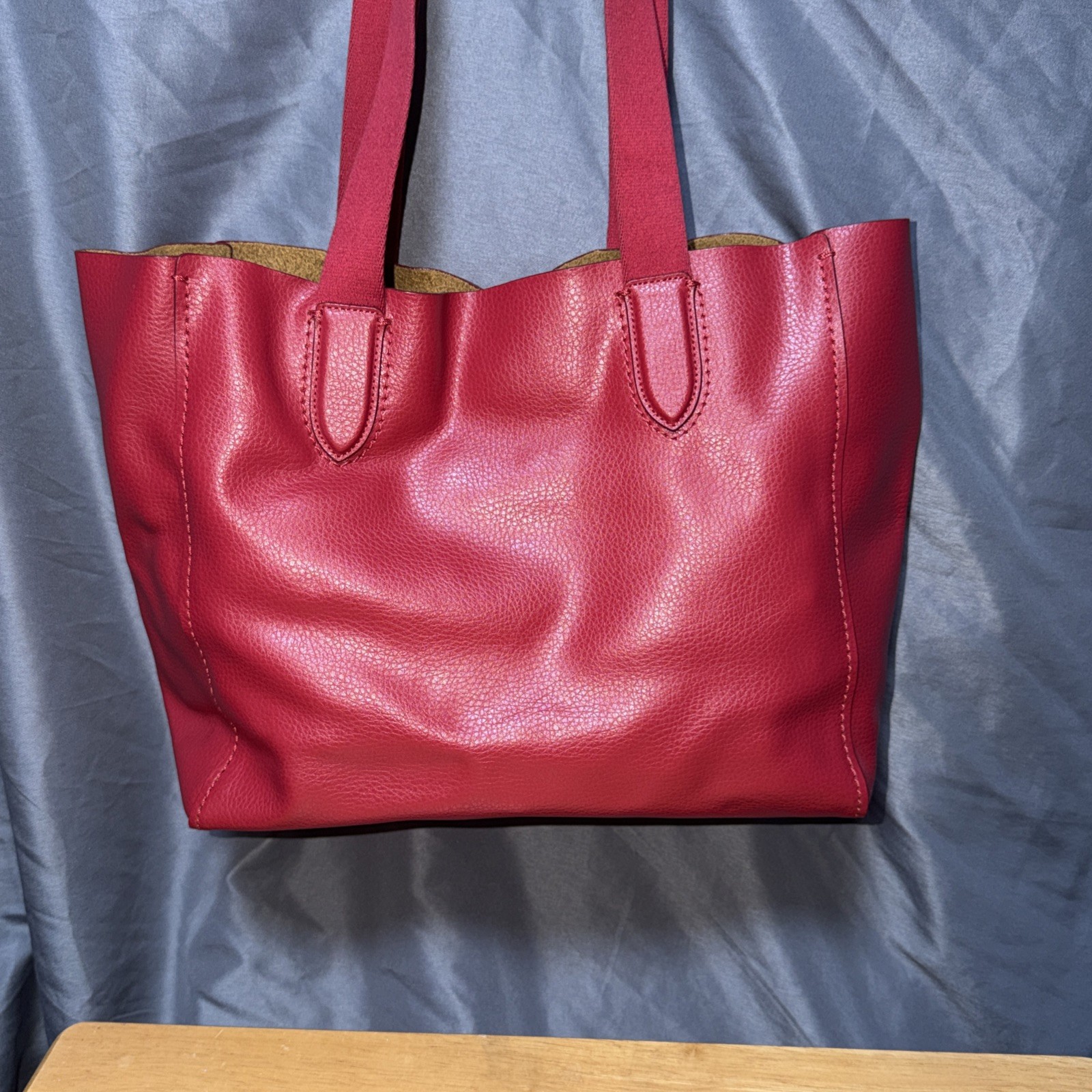 Coach Derby Tote Red Soft Pebbled Leather Shoulder Handbag