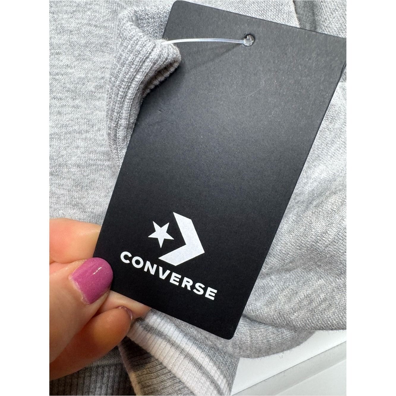 NWT girls Large 10/12 Converse Light Gray Quarter-Zip Pullover with Collar