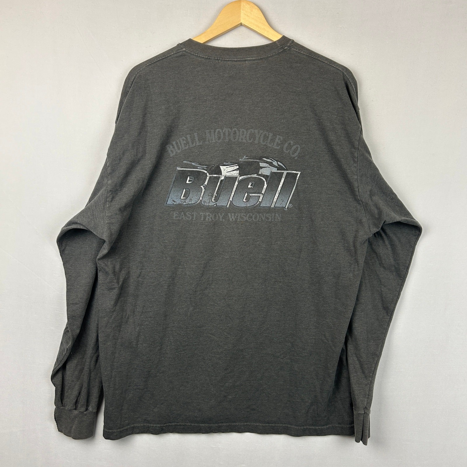 Buell Motorcycles East Troy WI Long Sleeve Shirt Gray Mens Size XL *SEE DETAILS*