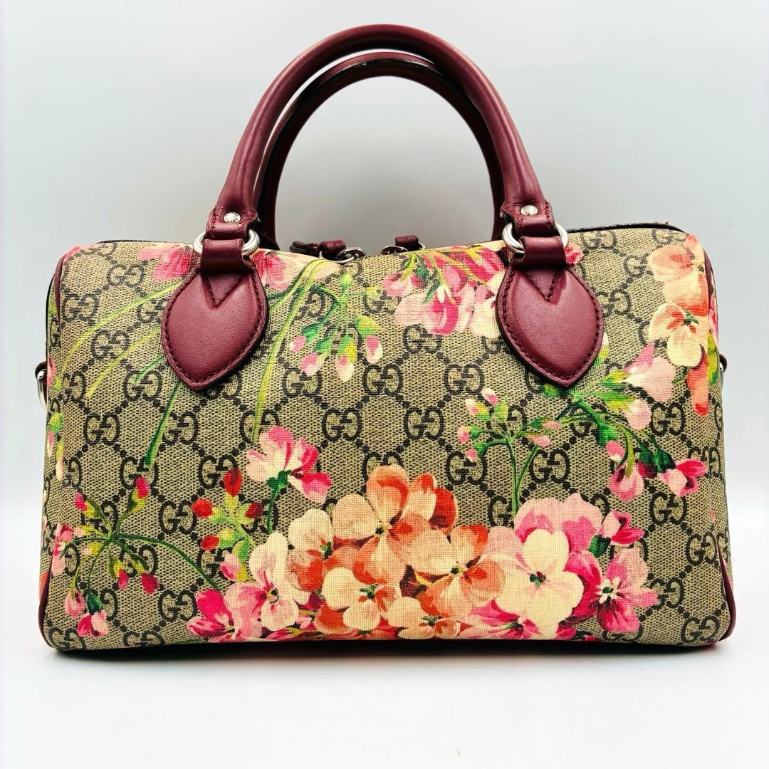 Authentic Gucci Blooms 2Way Handbag small boston PVC Floral Shoulder red