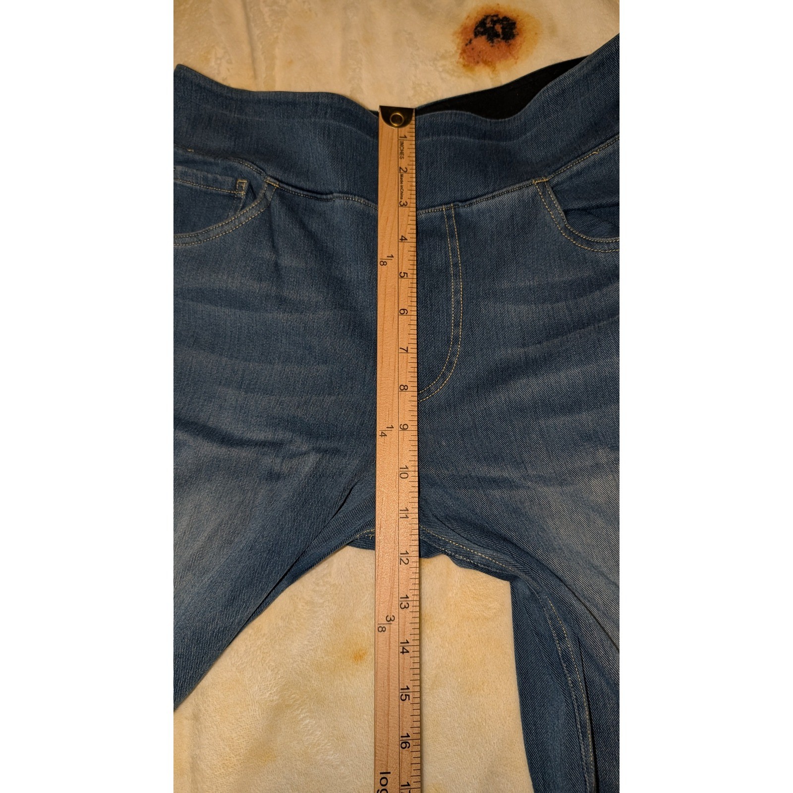 Halara Womens Wide Leg Denim Pants Medium Wash Pull On High Rise Tall Size M