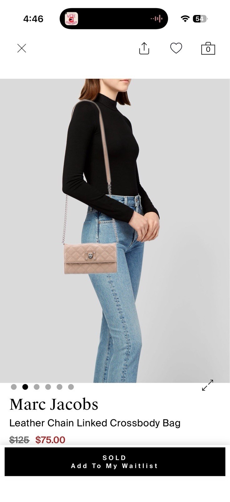 Marc Jacobs Quilted Crossbody Bag Pink Silver Chain Strap Detachable Turn Lock