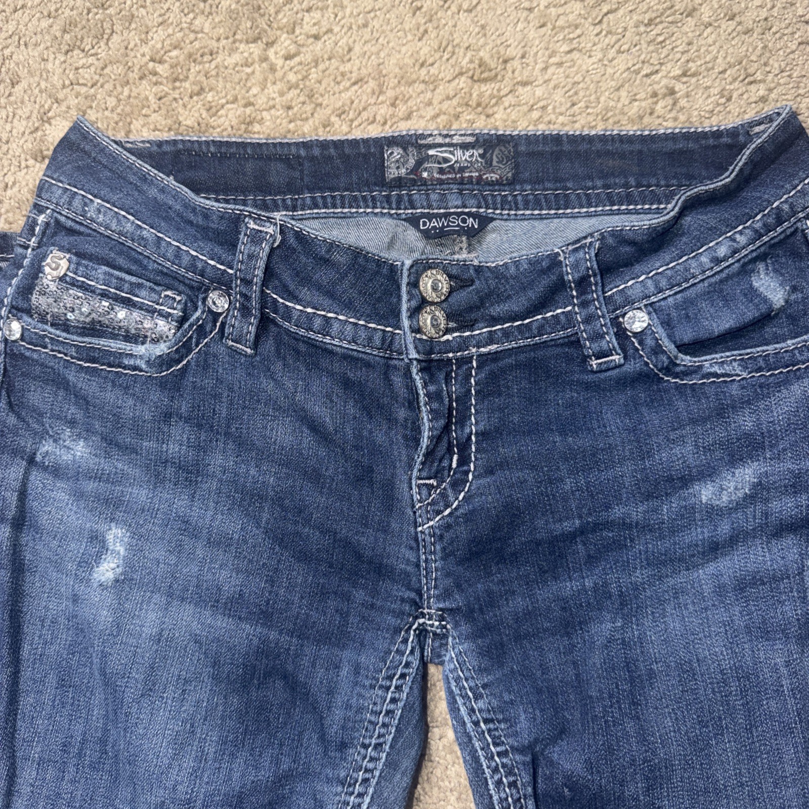 Silver Jeans Dawson Bootcut Jeans Womens 29×32 Dark Wash Stretch Denim