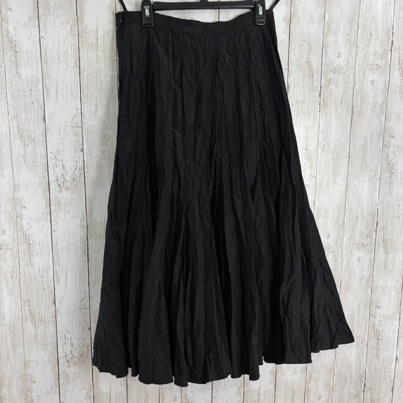 Apanage Black Midi Maxi Skirt SZ 10 Witchy Whimsigoth Ethereal Crinkled pleated