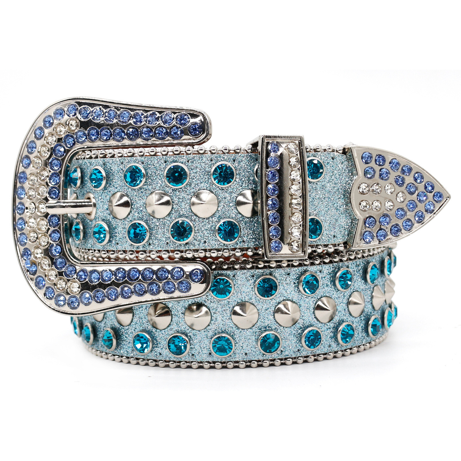 Western Rhinestone Belt for Women Men Rivet Studded Y2K Bling Leather Belts