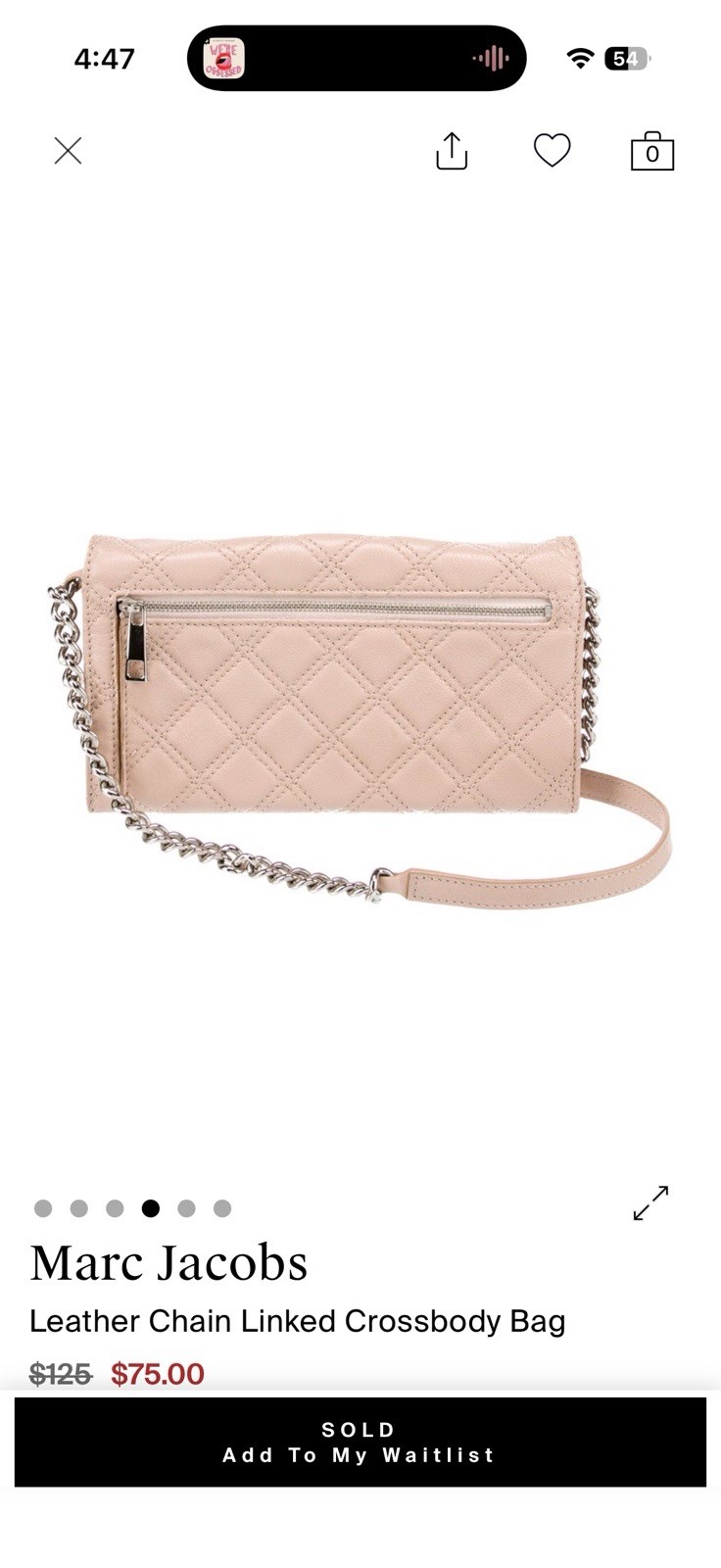 Marc Jacobs Quilted Crossbody Bag Pink Silver Chain Strap Detachable Turn Lock