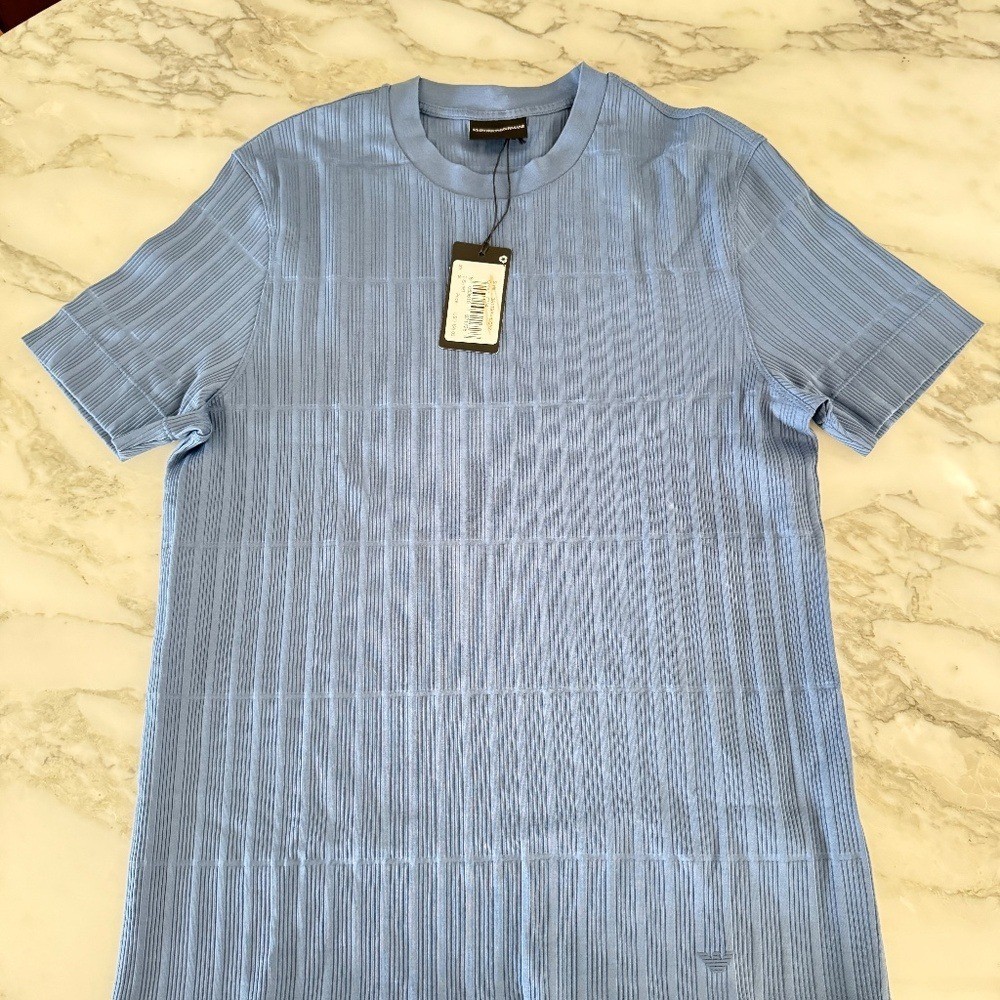 Emporio Armani Blue 100% Cotton Short Sleeve T-shirt, Size Small