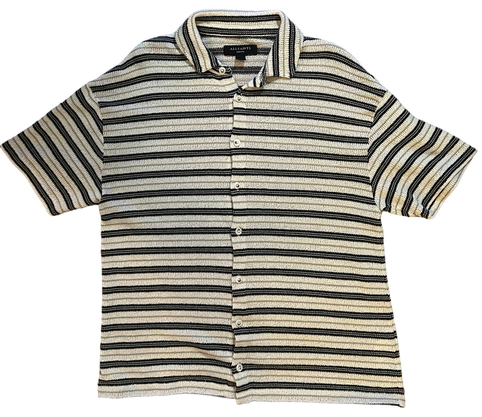 ALLSAINTS Jackson Oversize Stripe SS Knit Button-Up Shirt – Men’s Medium (M)