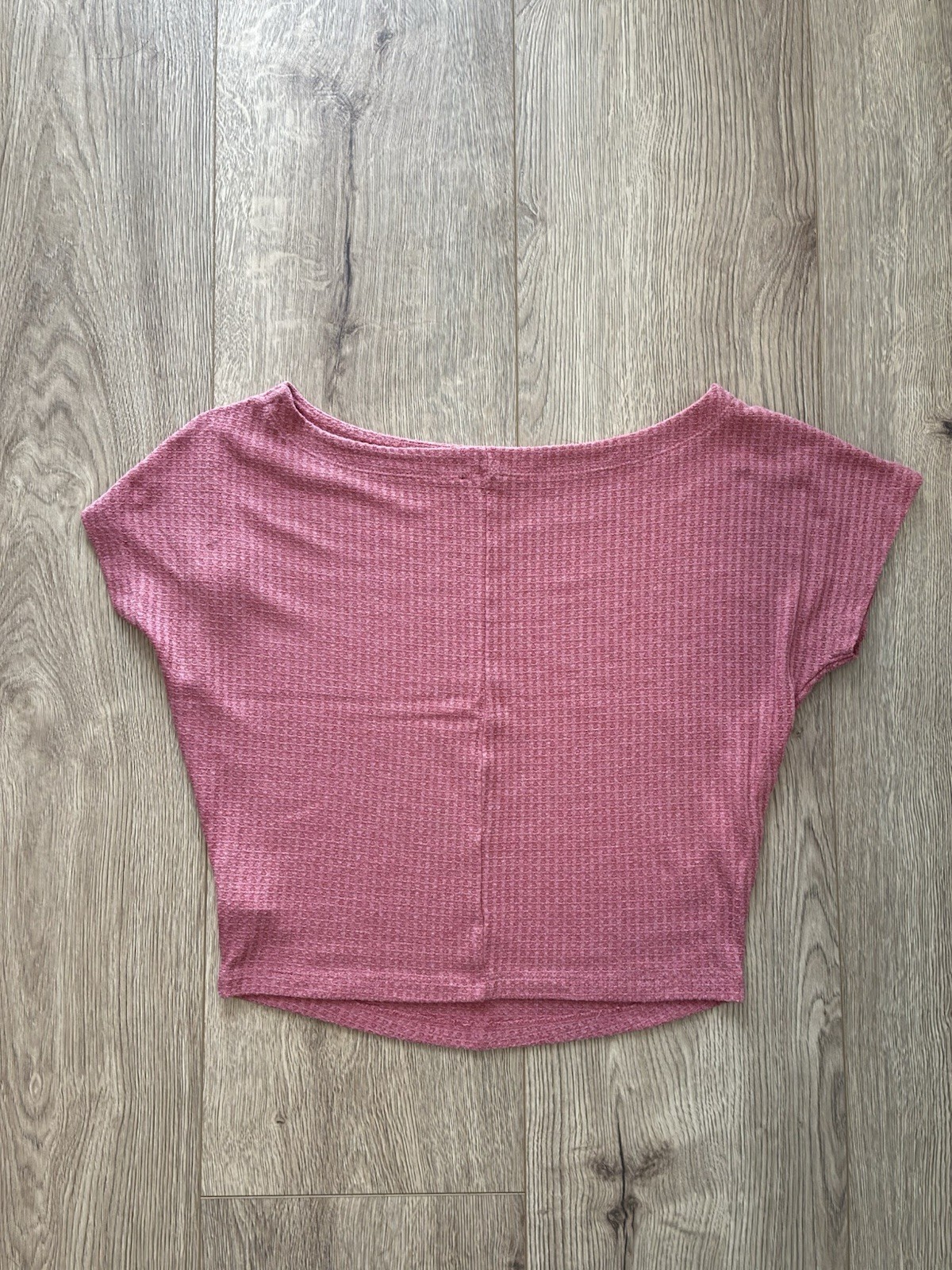 Vintage Express Pink Off-Shoulder Knit Top Short Sleeve Slim,Worn Many Ways, XS