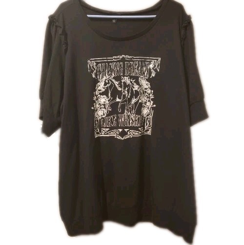 Torrid Chasing Dreams Like Whiskey Black Ruffle Sleeve Women’s Shirt Plus 5