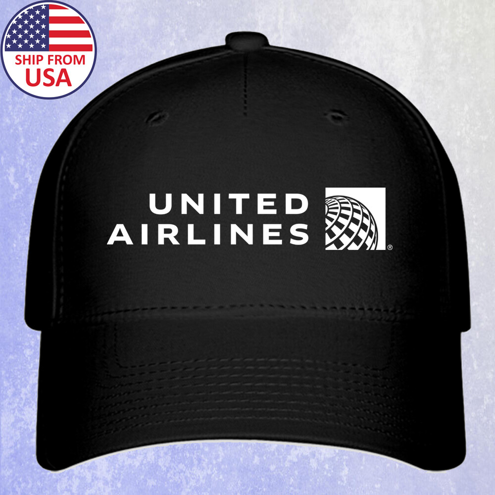 United Airlines Black Hat Baseball Cap Size S/M-L/XL