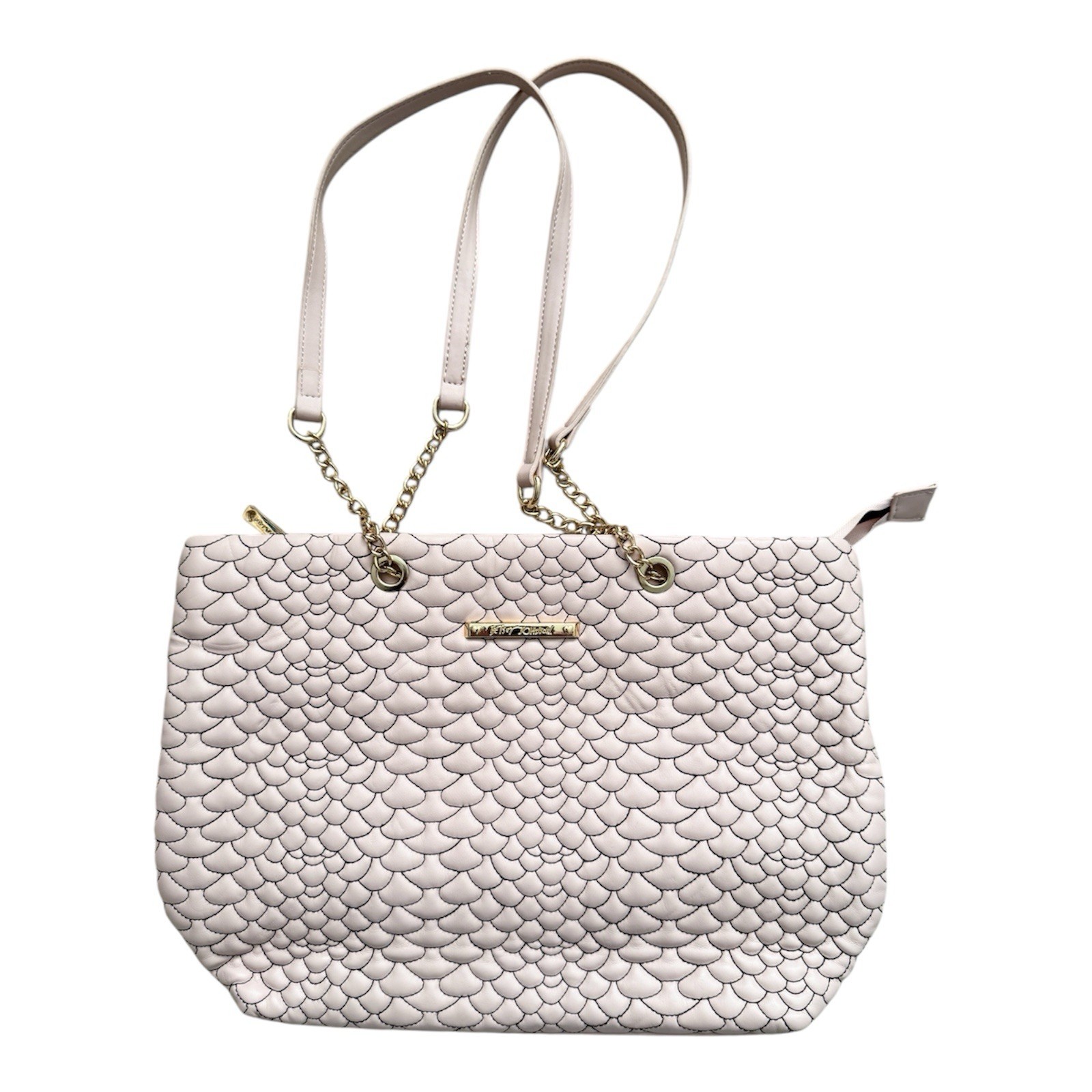 BETSEY JOHNSON XO Lisa Blush Pink Quilted Shopper Gold Chain Tote Handbag (NWT)