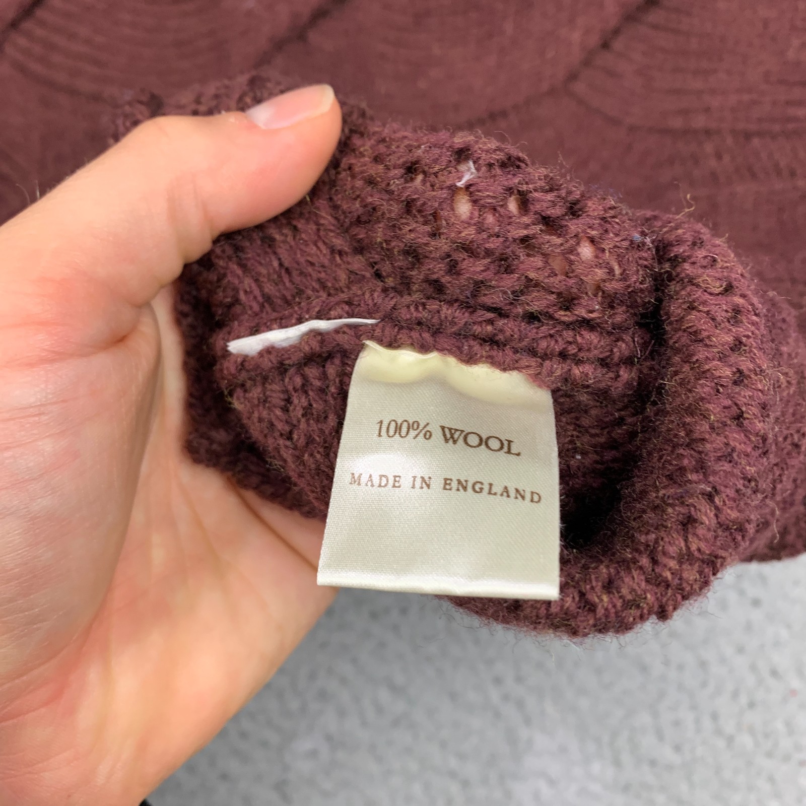 Peregrine Sweater Womens S 3D Knit Brown Made in England 100% Wool Cable Wavy