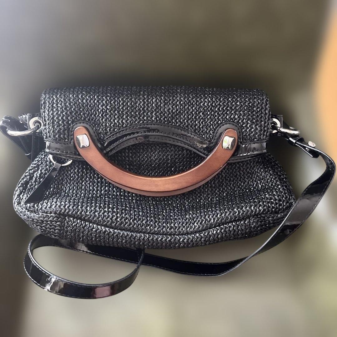FRANCESCO BIASIA Black Patent Mesh 2WAY Bag