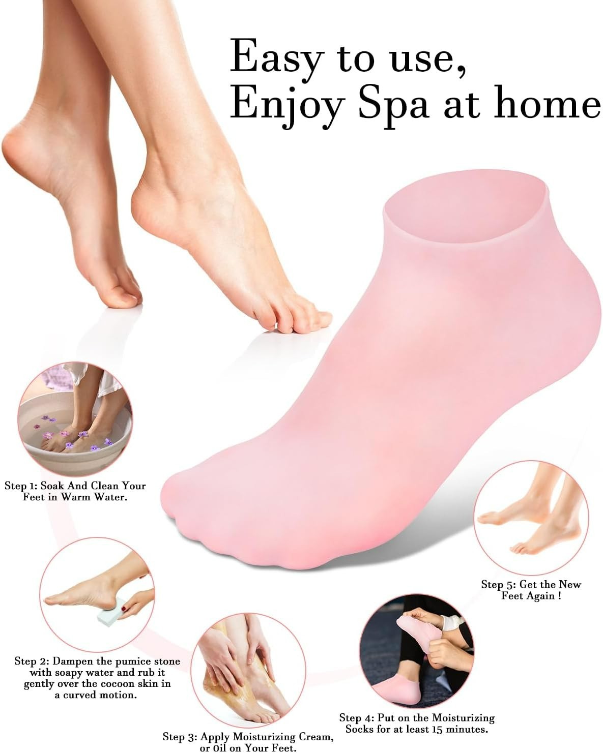 Silicone Moisturizing Socks for Women Dry Cracked Feet, Soft Gel Rubber Socks…