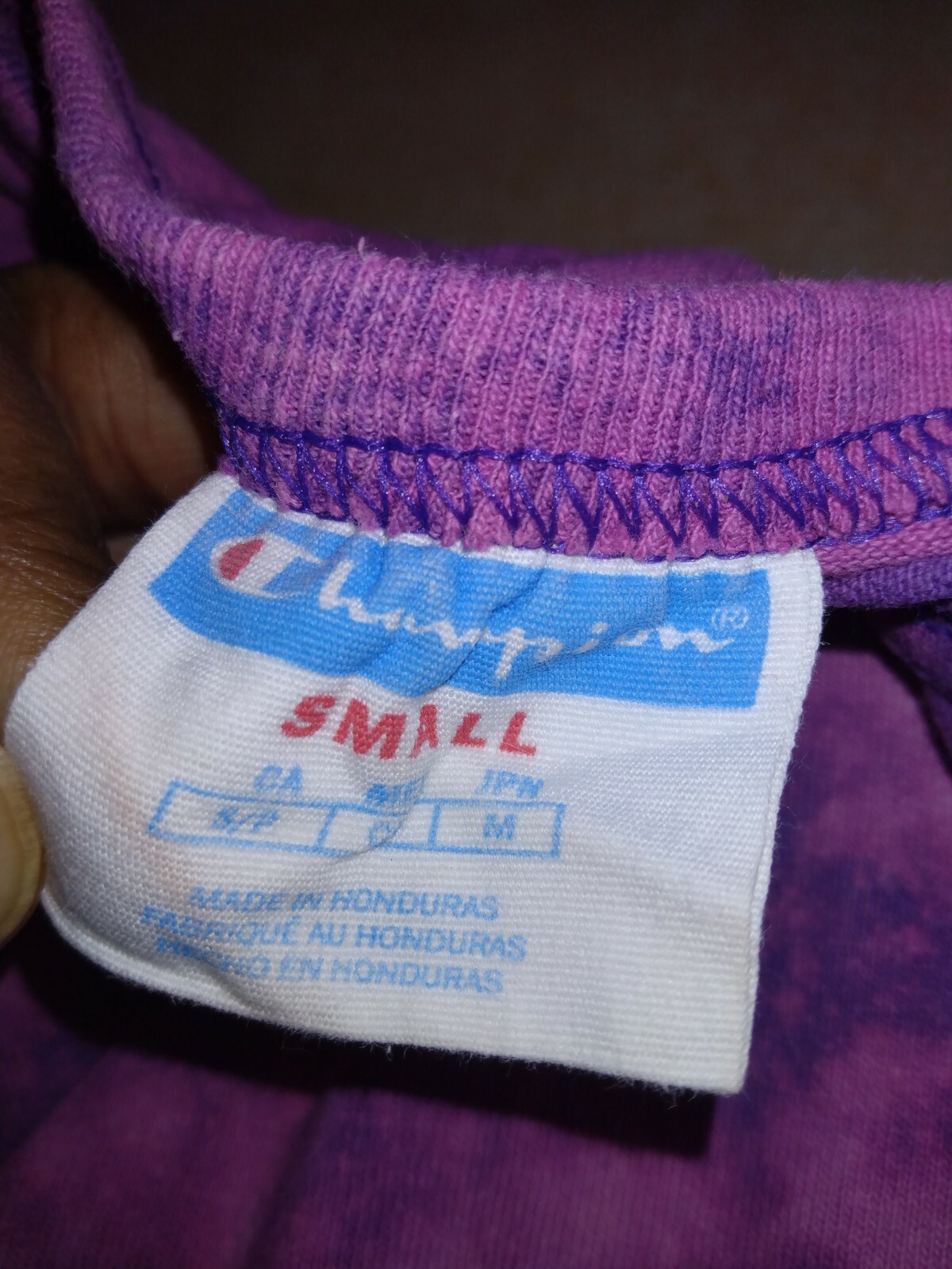 champion gt19 spell out t-shirt bleach tie-dyed S