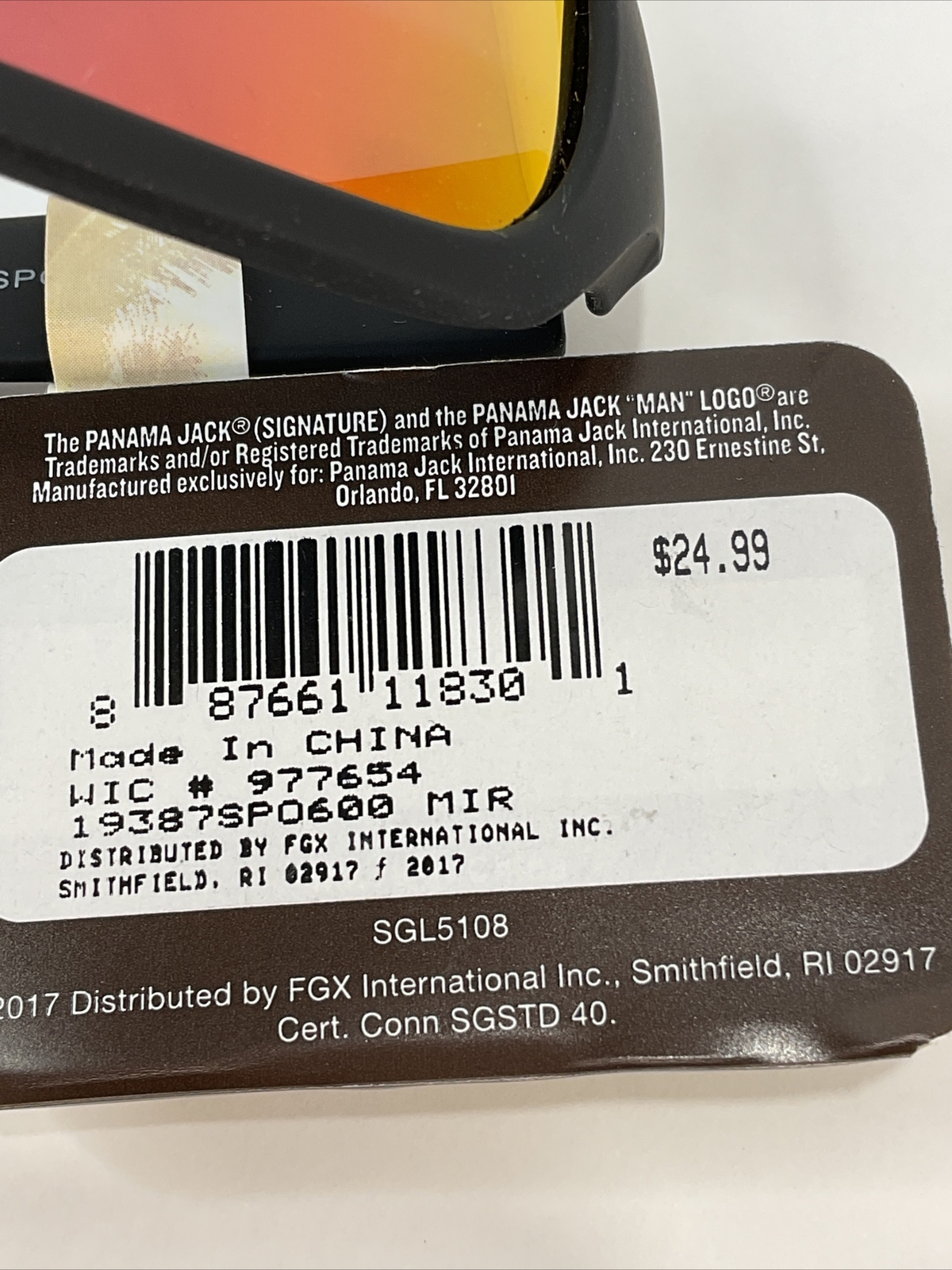 Panama Jack Men’s Sunglasses Polarized Black Frame Wrap Sport Orange Lenses Nwt