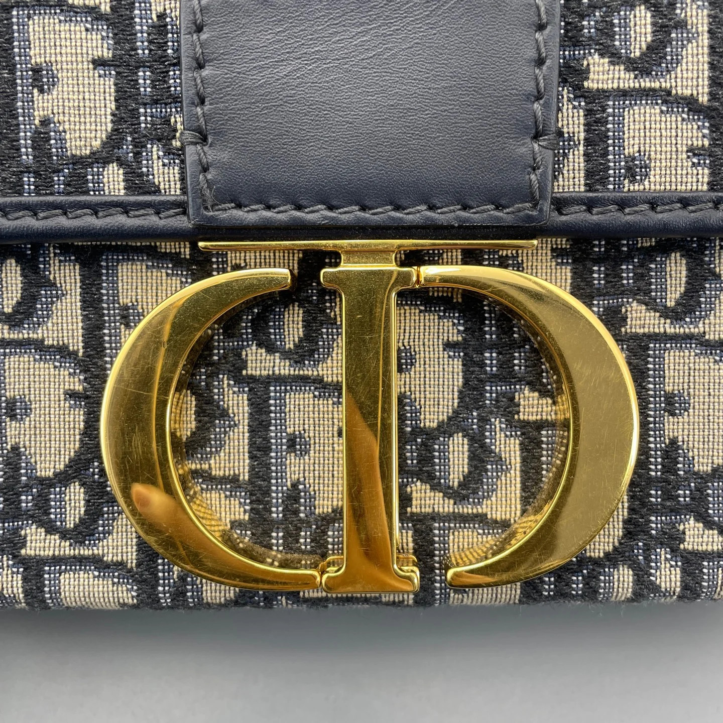 Dior 30 Montaigne Mini Box Bag Beige Navy Oblique (ym051726c3r)
