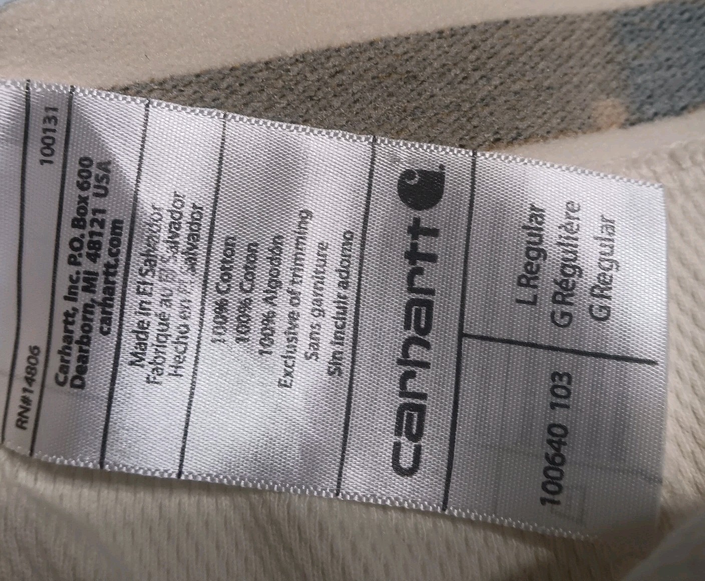 Carhartt Force Men’s Long Johns Underwear Bottoms White Solid Size Large Regular