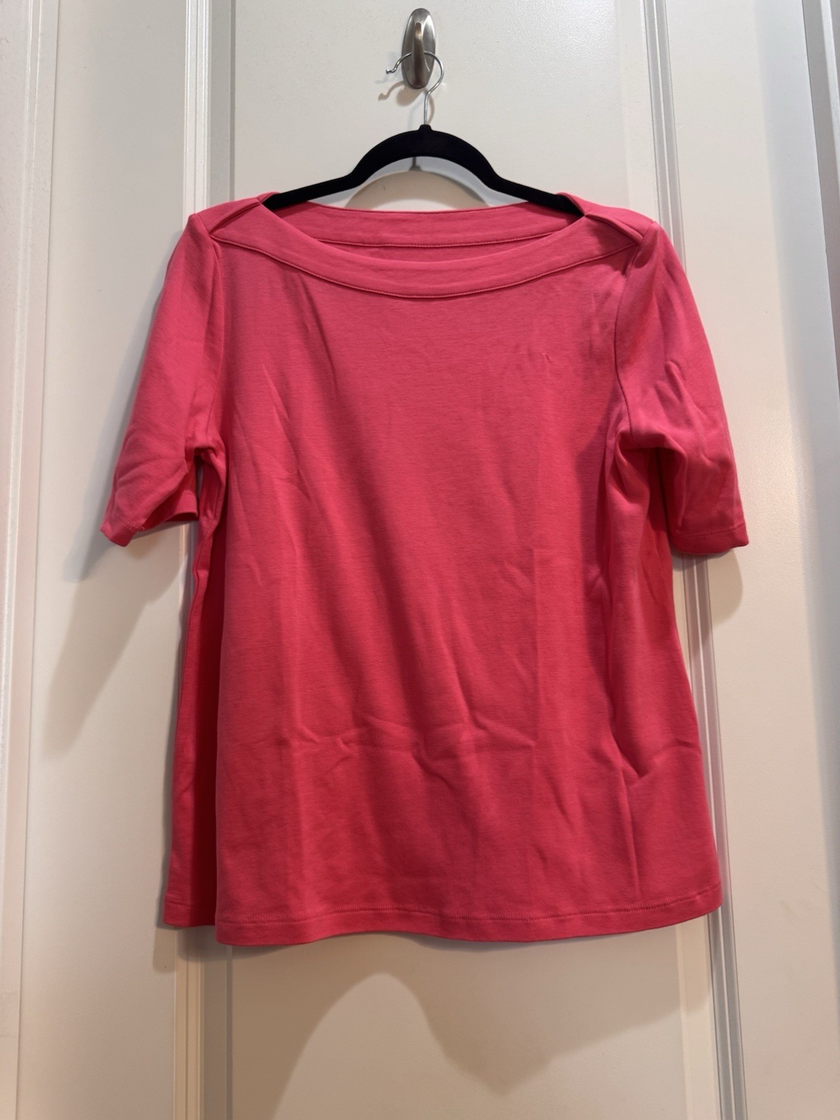 J. Jill Perfect Pima Hot Pink Short Sleeve Tee MP Boat Neck Armpit To Armpit 20”