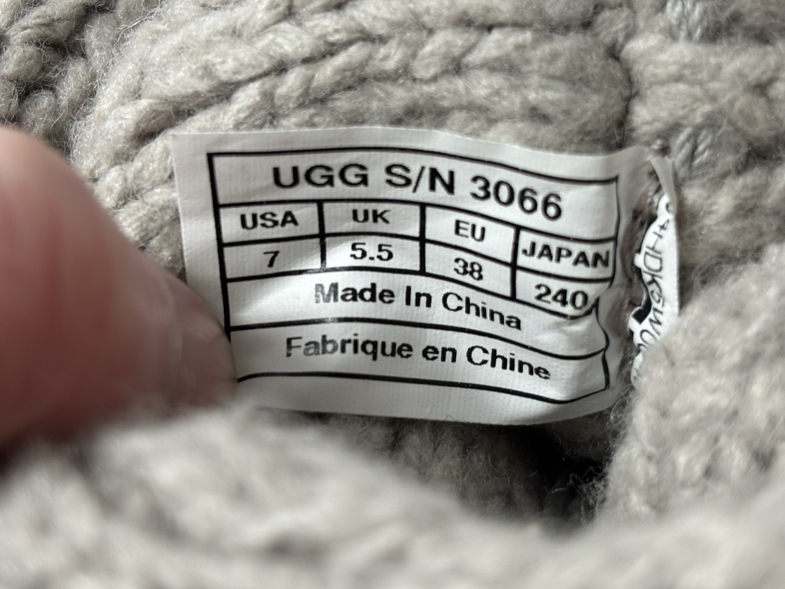 UGG Beige Lattice Cardy Tall BOOTS Size 7 Sweater Knit Button 3066 Cuffable