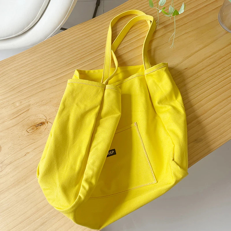 Canvas Bag High Quality Reusable Shopping Shoulder Bag Women Simple Casual Daily