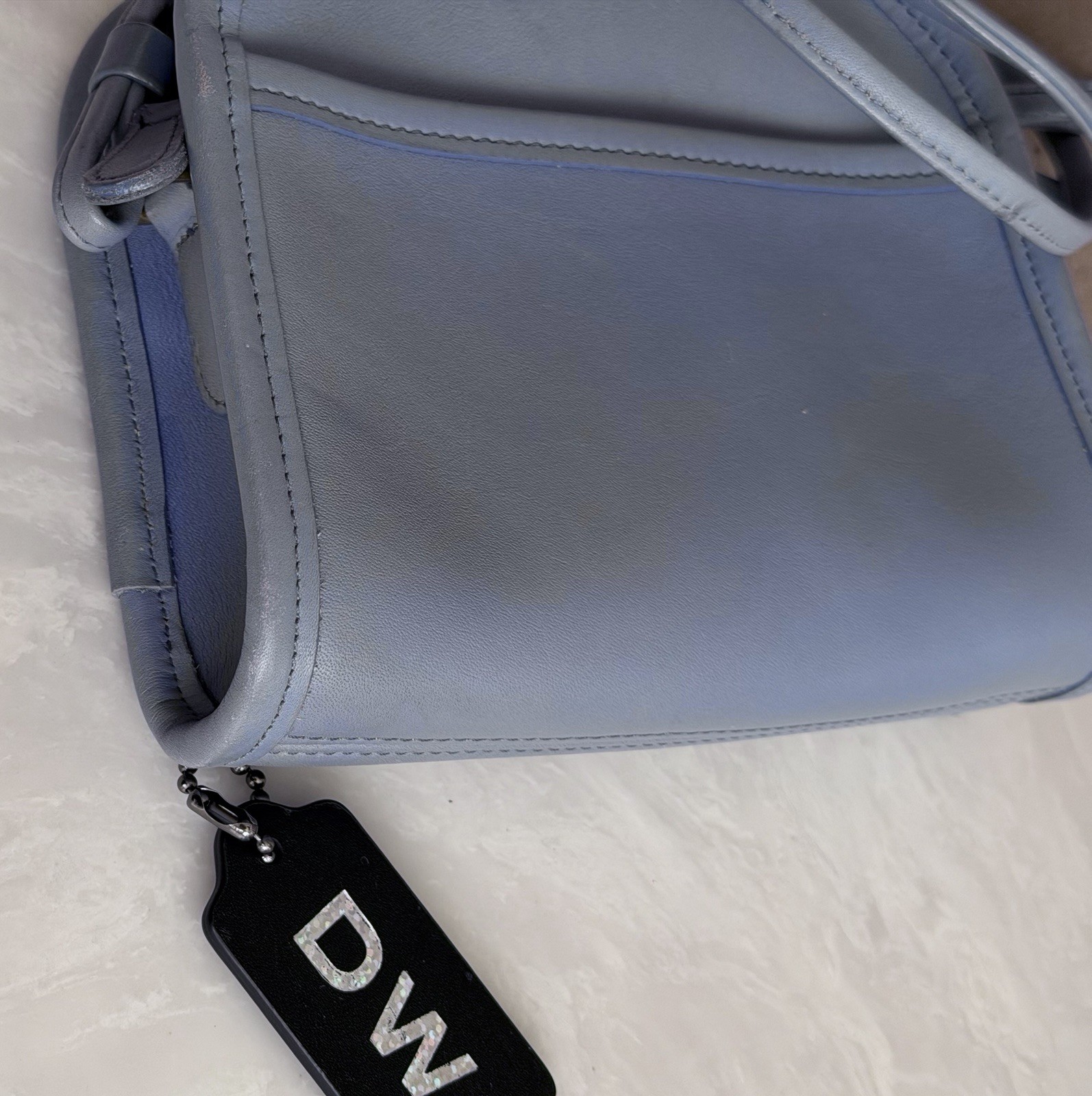 COACH VINTAGE PERIWINKLE BLUE ABBIE ZIP CROSSBODY BAG USA 9017 90’S