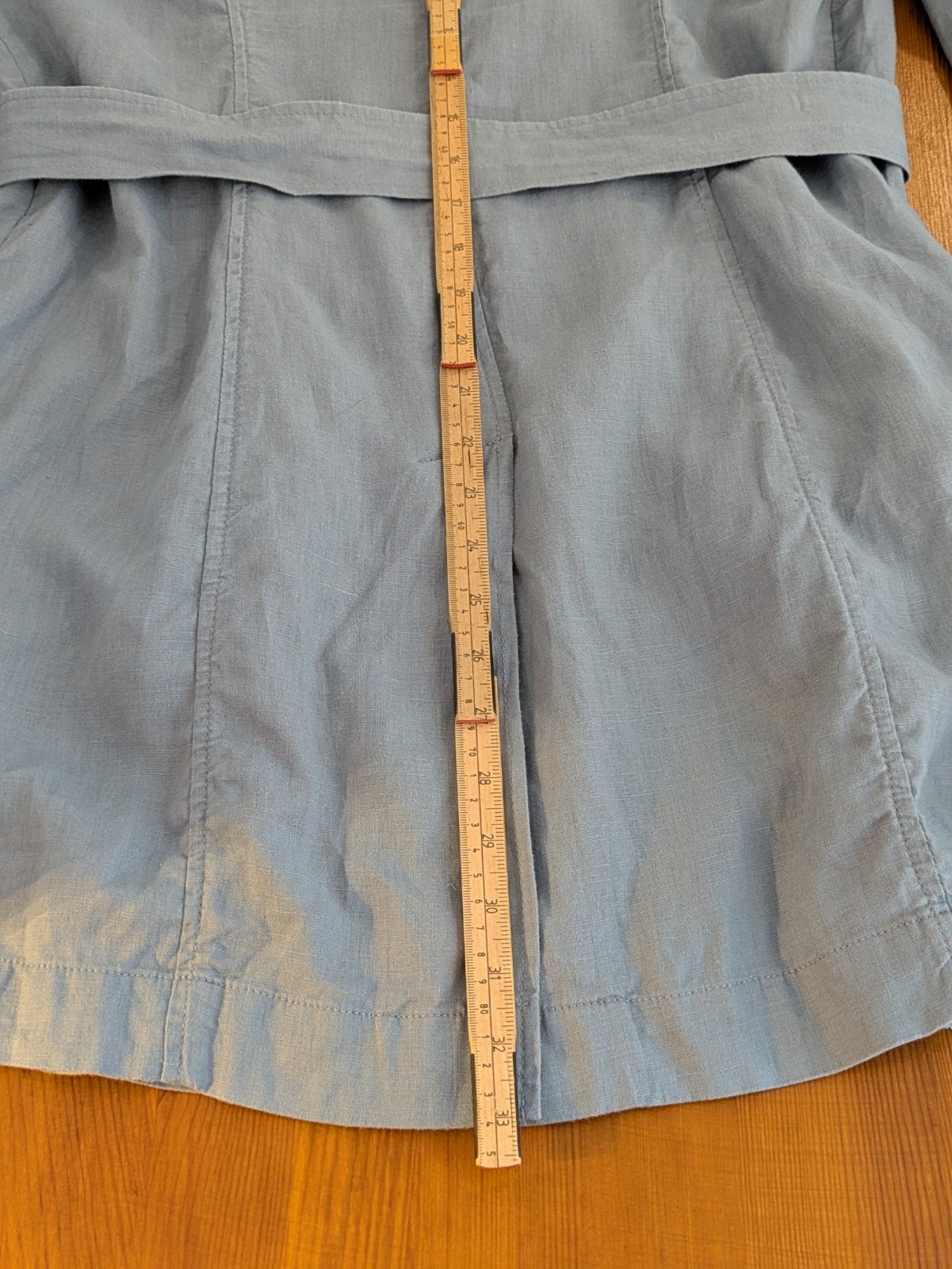Marks & Spencer Linen Unstructured Mid Length Duster Jacket UK 14 Blue Belted