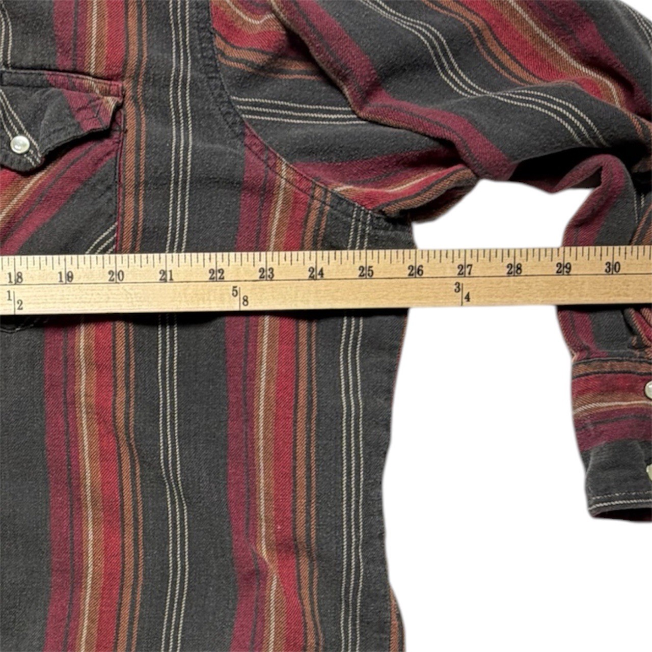 Vintage Wrangler Striped Pearl Snap Shirt 2XL Big Man Canvas Western Cowboy USA