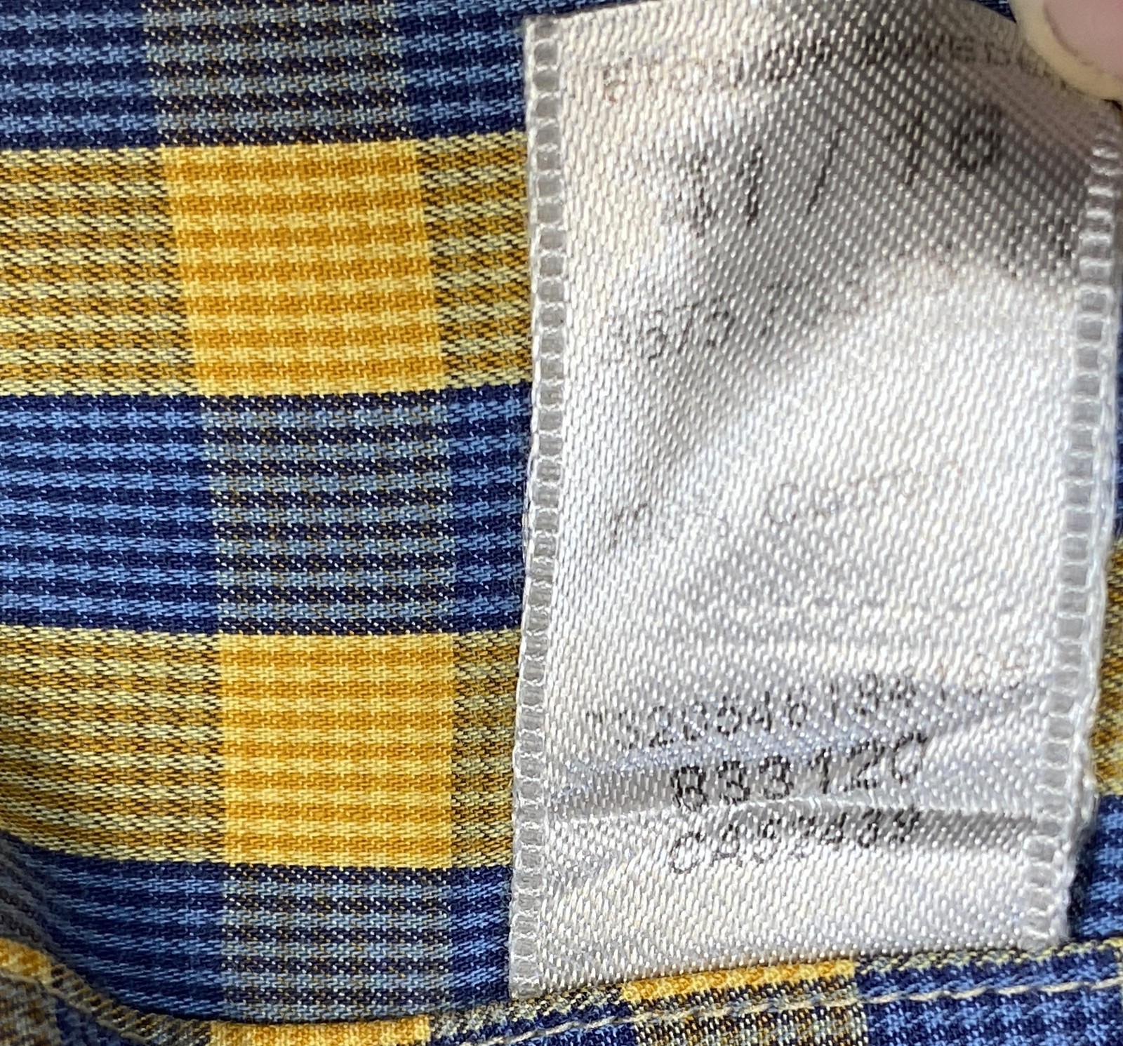 Eton Shirt Mens 16 41 Yellow Blue Gingham Slim Fit Dress 24.5 in Sleeve Cotton