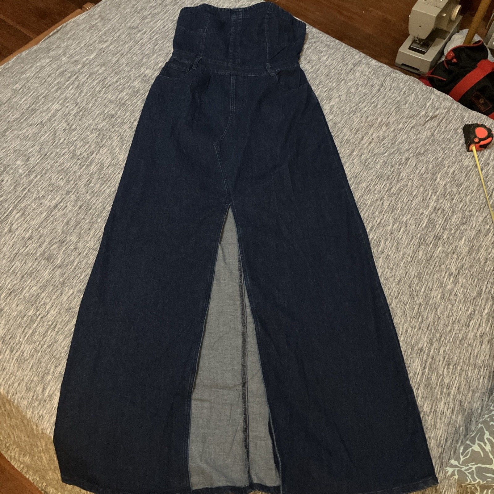 Wisteria Lane Los Angeles strech denim maxi dress dark blue