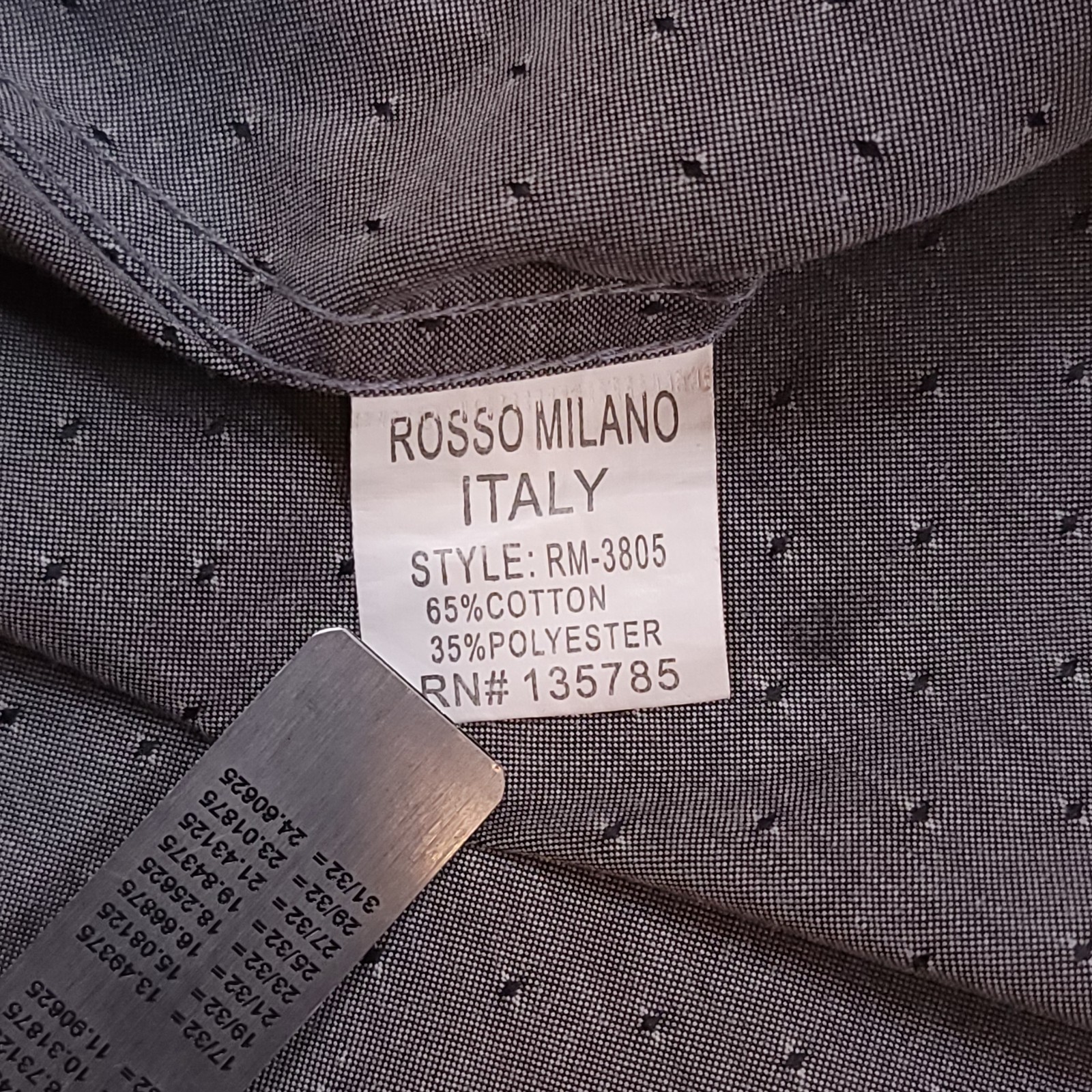 Rosso Milano Italy Men’s Contrast Button-Up Long Sleeve Shirt Gray Size 17.5 XL