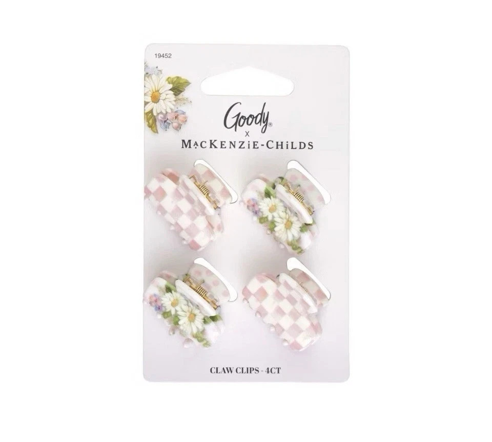 MacKenzie Childs x Goody SET – VIRAL Pink & Black Check Mini Hair Claw Clips 8Ct