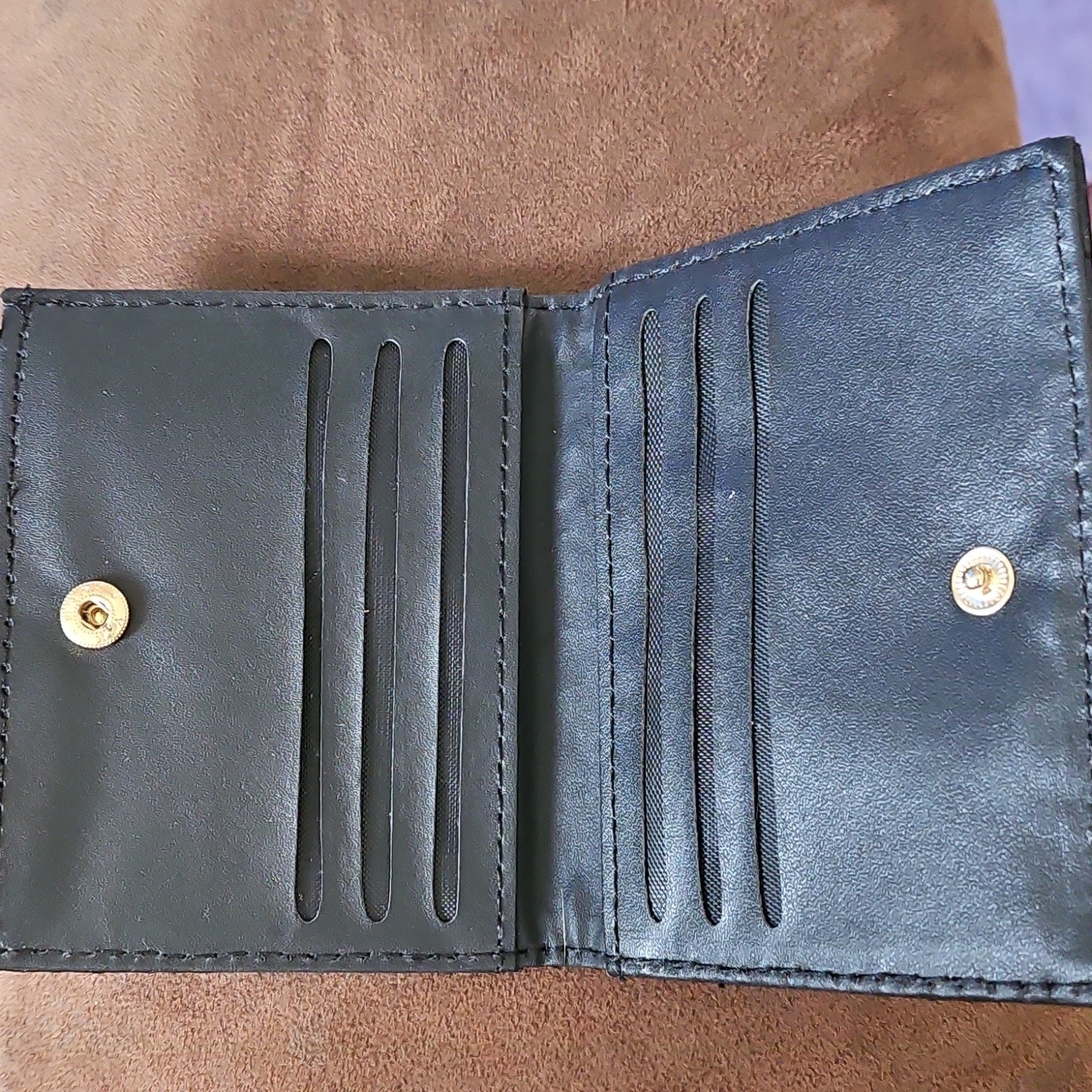 Badgley Mischka Black Quilted Card Wallet w/ Zipper, Folding Credit Card