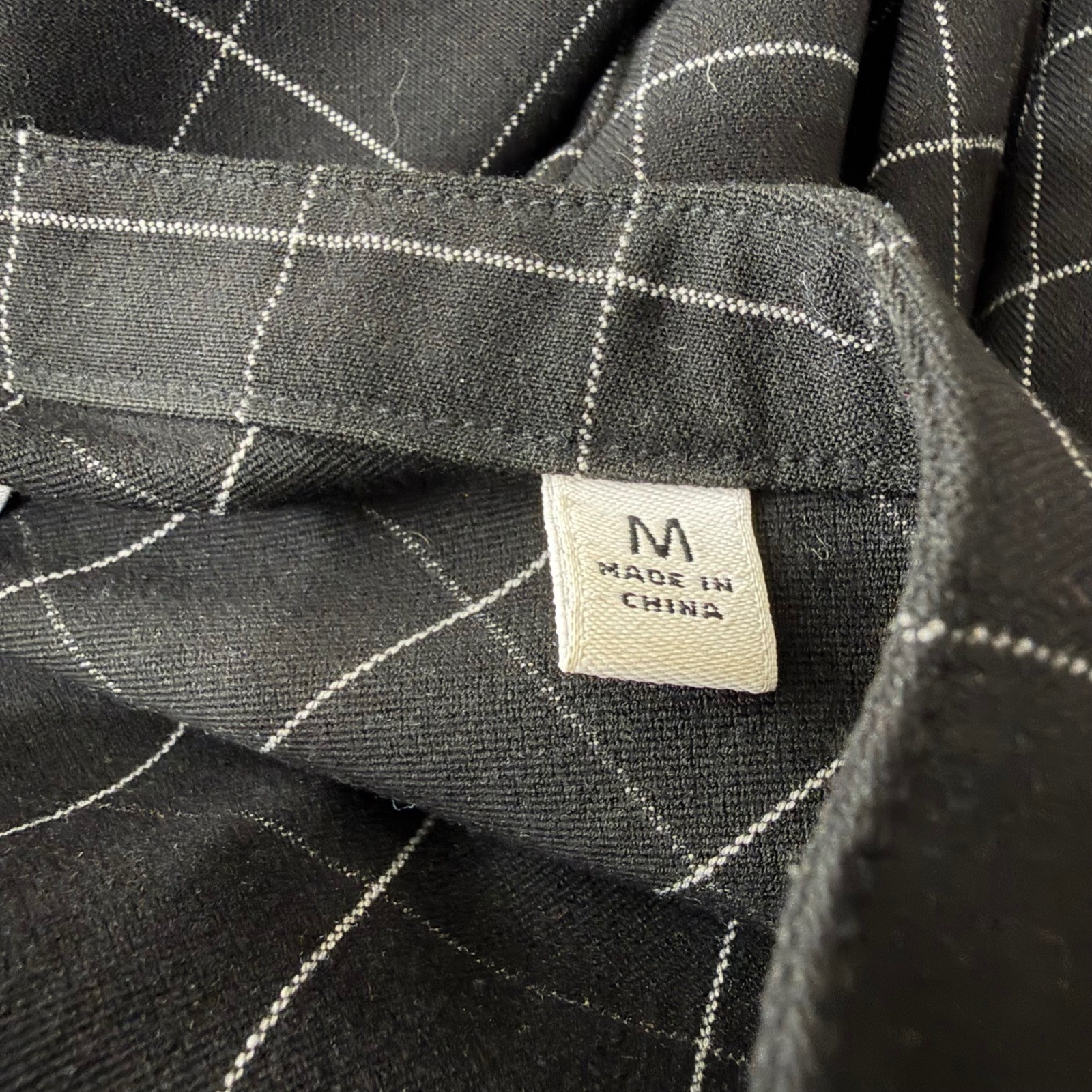 Dunderdon Ana Black Grid Windowpane Shirt Dress Tie Waist Pockets Size M