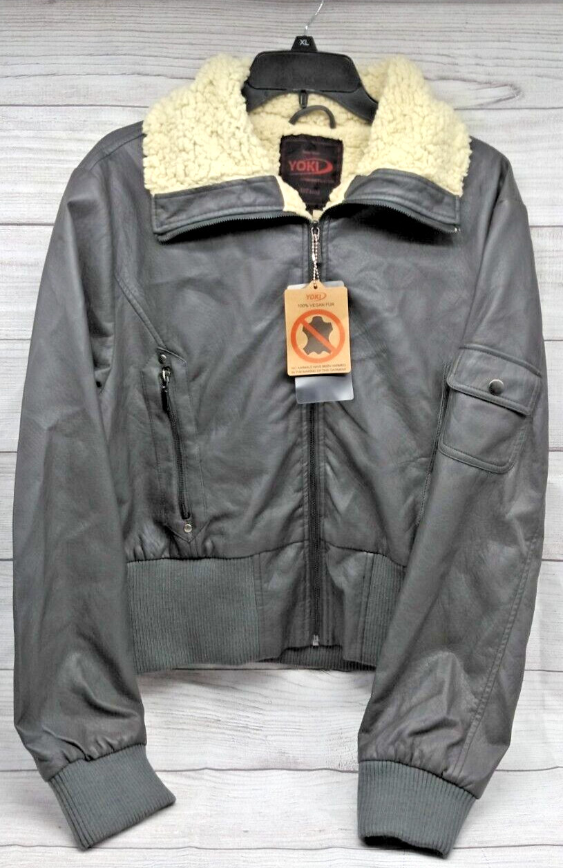 YOKI 100% Vegan Fur Faux Leather Zip-Up Jacket – Women’s Size 1XL NEW!