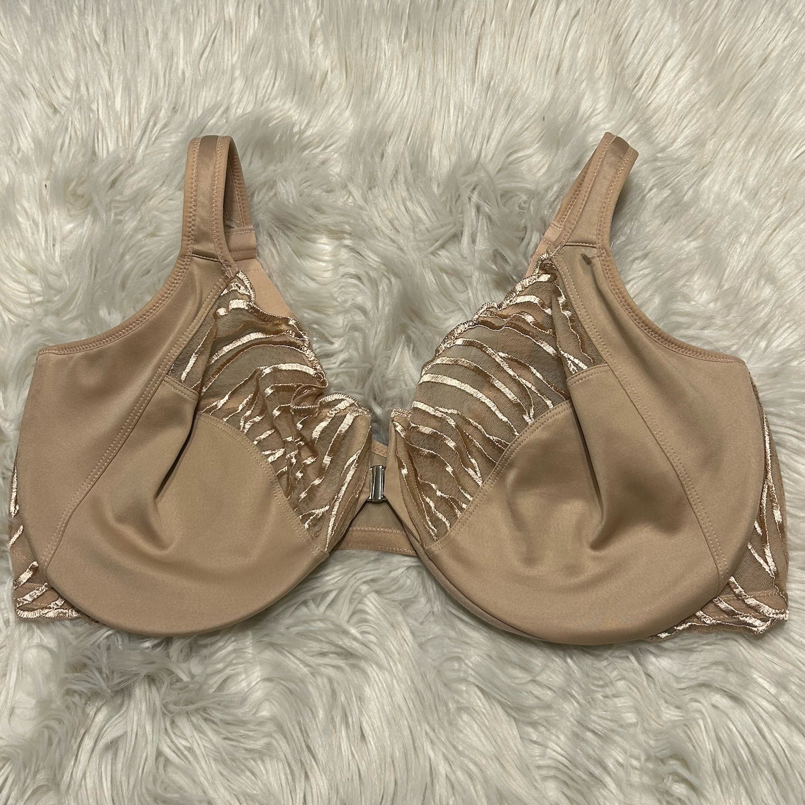 Paramour 44DD Bra Tan Angie Front Closure Minimizer Underwire 115071
