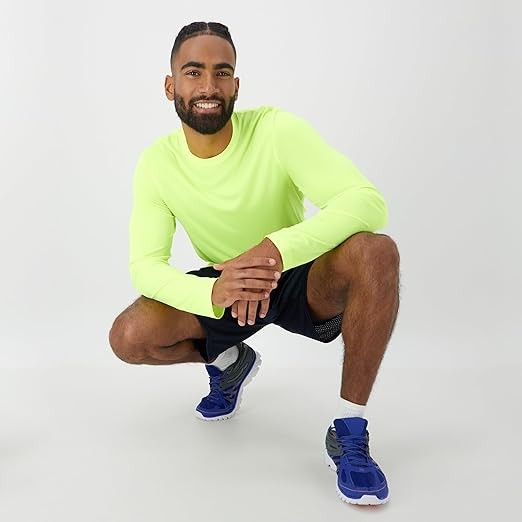 Hanes Sport Cool DRI Men’s Performance Long Sleeve T-Shirt – Safety Green,XS-3XL
