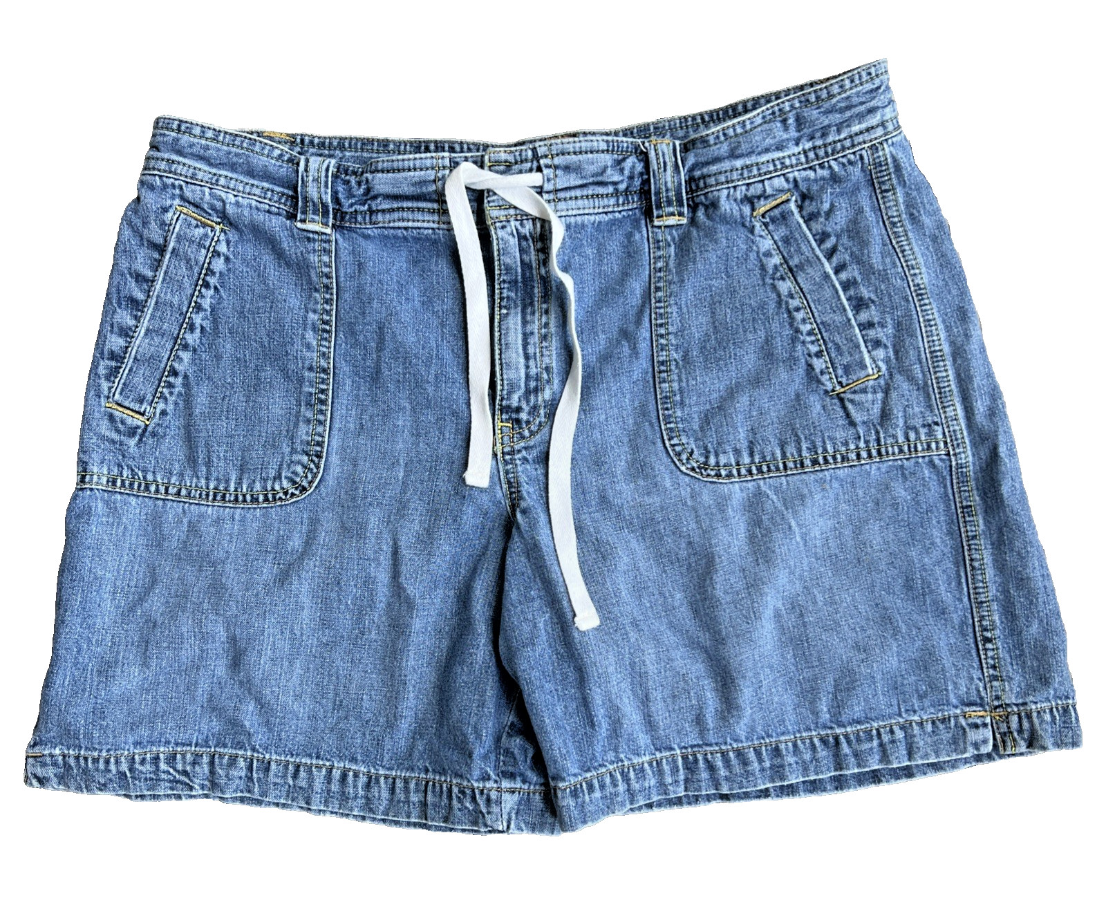 Vintage Y2K Old Navy Just Below Waist Denim Shorts 2005 Drawstring Baggy Sz 12