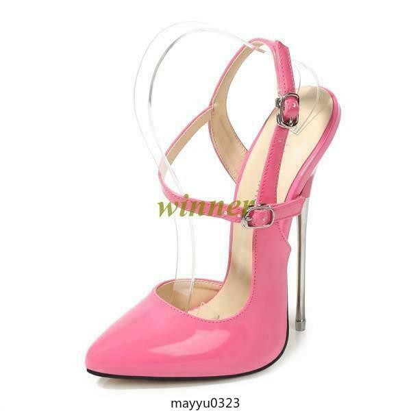 Womens Super High Heel Stilettos Pointy Toe Buckle Slingbacks Pumps Shoes 16cm