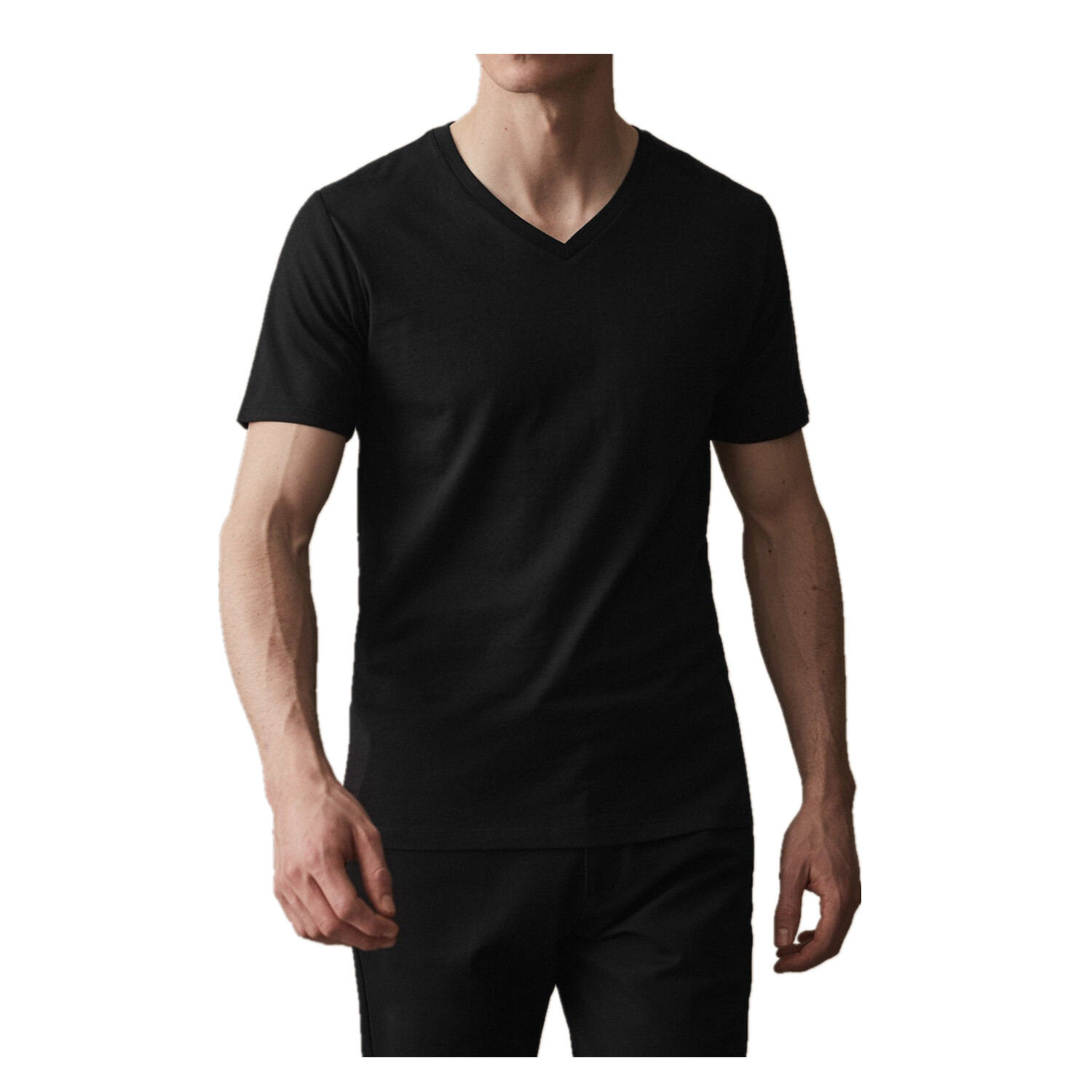 Black White Men 100% Thick Cotton Casual T-Shirt Short Sleeve Tee Crew V Neck