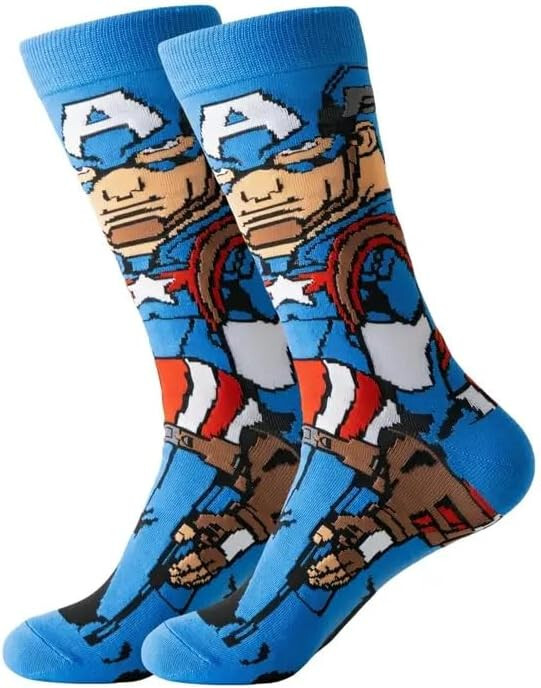 CAPTAIN AMERICA | Mens Blue Avengers Superhero Socks | One Size UK 6-11 EU 40-46